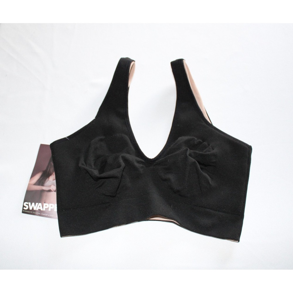 Soma Annette Swappers Seamless Reversible Wireless Black Nude Tan Bra Medium NWT